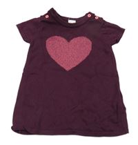 Vínové úpletové šaty so srdiečkom H&M