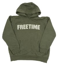 Khaki mikina s nápisom a kapucňou Yigga