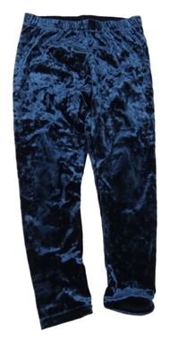 Tmavomodré zamatové legíny Next