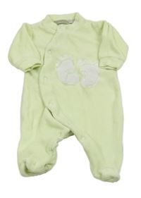 Svetlozelený zamatový overal s tľapkami  Prénmaman