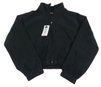 Nové - Čierna fleecová crop mikina s rolákom F&F