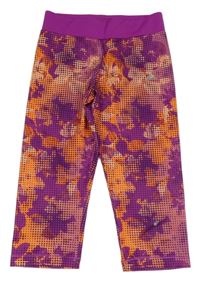 Růžovo-oranžové vzorované sportovní capri legíny Adidas