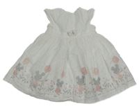 Biele plátenné šaty s myškami George