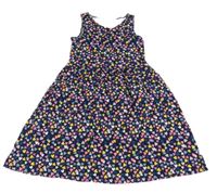 Tmavomodré bavlnené šaty so srdiečkami H&M
