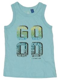 Tyrkysové tielko s nápisom Okaidi