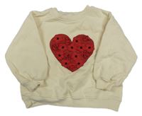 Smotanová oversize mikina so srdiečkom Zara