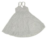 Bielo-svetlomodré kvietkovane plátenné šaty H&M