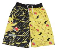 Žluto-černé plážové kraťasy s Pikachu 