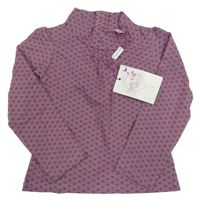 Nové - Fialové triko s kytičkami a rolákem Sugat Pink