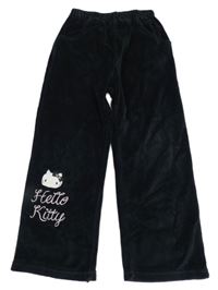 Černé sametové široké tepláky s Kitty Sanrio