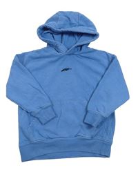 Modrá oversize mikina s logom a vreckom a kapucňou Next