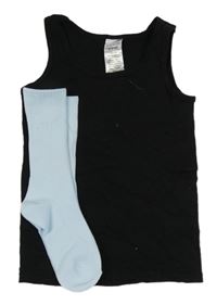 2Set - Černý nátělník Y.F.K. + světlemodré ponožky 