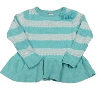 Azurovo-biela pruhovaná/jkrajková svetrová tunika s mašlou Cherokee