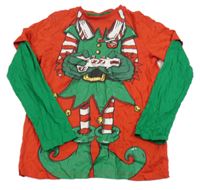 Červeno-zelené tričko s elfem F&F