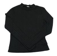 Čierny rebrovaný crop rolák SHEIN