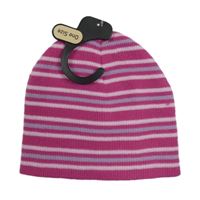 Nové - tmavorůžovo-světlerůžovo/fialová pruhovaná pletená čapica