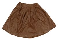 Hnedá koženková sukňa SHEIN