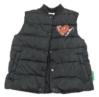 Černá prošívaná šusťáková zateplená vesta se srdíčkem H&M