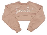 Staroružová vzorovaná crop mikina s nápisom SHEIN