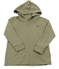 Khaki žebrovaná mikina s dinosaurem a kapucí s ostny Next