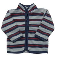 Šedomodro-tmavomodro-červená pruhovaná fleecová prepínaci mikina ZEEMAN