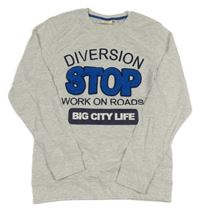 Svetlosivá melírovaná slabá mikina s nápismi Kids