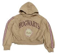 Svetlohnedá crop mikina s nápisem - Harry Potter a pruhmi a kapucňou H&M