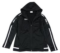 Černo-bílá propínací sportovní mikina s logem a kapucí IPPON