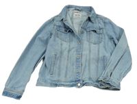 Svetlomodrá rifľová bunda s golierikom Page one young