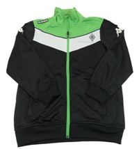 Černo-bílo-zelená propínací sportovní mikina s logem Kappa