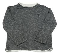 Černo-bílé melírované žebrované mikinotriko s výšivkou Next