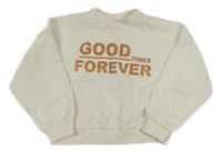 Smotanová oversize crop mikina s nápismi