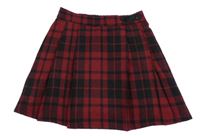 Tmavočerveno-čierna kockovaná vlnená sukňa s přezkou F&F