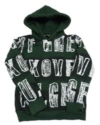 Kaki-čierna tepláková mikina s nápismi a kapucňou Ekko Kids