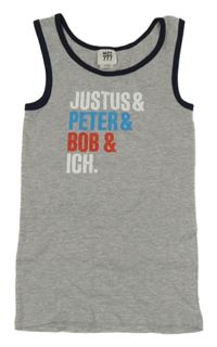 Sivo-tmavomodré melírované tielko s nápismi