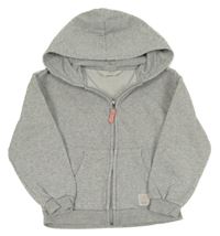 Sivá melírovaná prepínaci crop mikina s nášivkou a kapucňou H&M