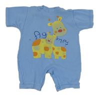 Modrý kraťasový overal se žirafami