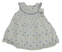 Nové - biele bodkovaná é šaty s volánikom Tu