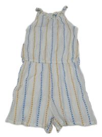 Bílo-modro-oranžový vzorovaný mačkaný letní overal RIVER ISLAND