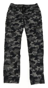 Sivo-čierne army cargo cuff plátenné nohavice KappAhl