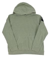 Světlekhaki mikina s vreckom a logom a kapucňou JACK&JONES
