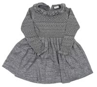 Sivé trblietavé perfrované svetrové šaty Next