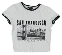 Biele crop tričko s potiskem San Francisco New Look