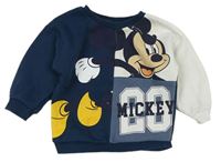 Tmavomodro-modro-bílá mikina s Mickey mousem Disney