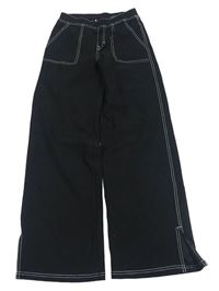 Čierne elastické wide leg nohavice H&M