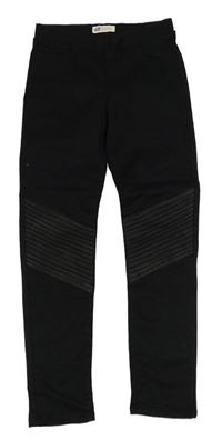 Čierne plátenné elastické nohavice H&M