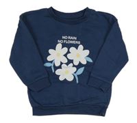 Tmavomodrá mikina s kvetmi Primark