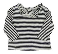 Bílo-tmavomodré pruhované triko s límečkem Primark