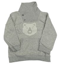 Šedá melírovaná mikina s medvědem a komínovým límcem Topolino