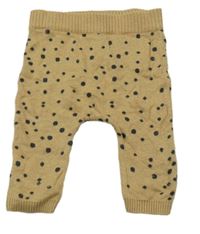 Hnědé puntíkaté pletené tepláky Tu